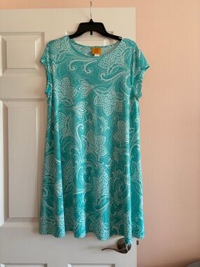 Ruby Rd. Turquoise Paisley Midi Dress